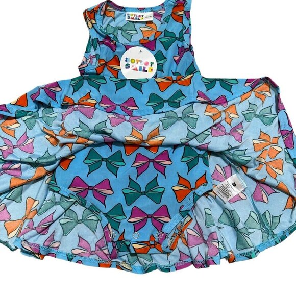 Dot Dot Smile NWT Baby‎ Size 12/24M Blue Bows Tank Twirl Dress Attached Brief - Picture 3 of 7